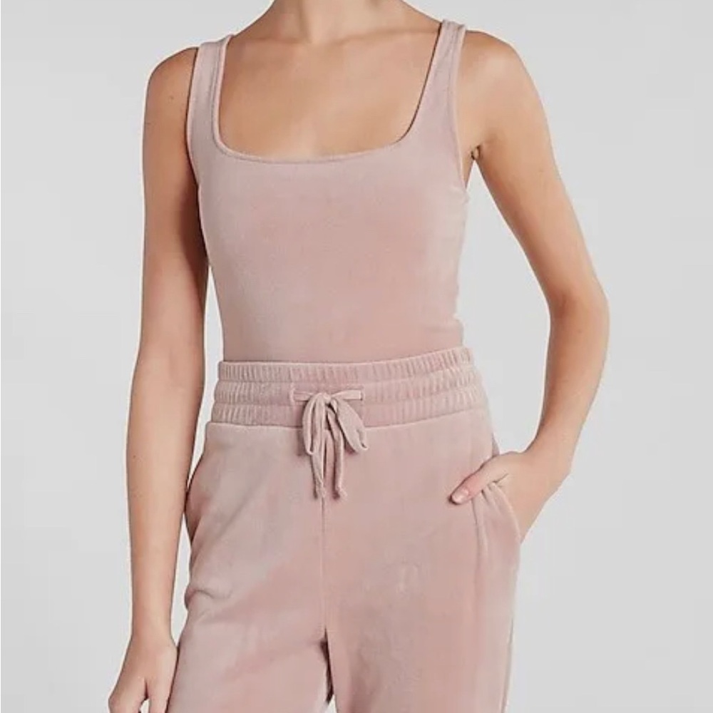 EXPRESS NEW WITH TAGS VELOUR CROPPED SQUARE TANK TANKTOP MAUVE TAN PINK NEUTRAL